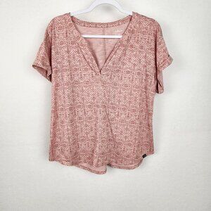 LL Bean Womens Petite Streamside Tee Splitneck Short Sleeve Sz XL Petite Pink